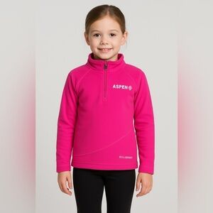 Boulder Gear Aspen Ski Resort Girls XS 4/5 Pink 1/4 Zip Pullover Fleece Jacket